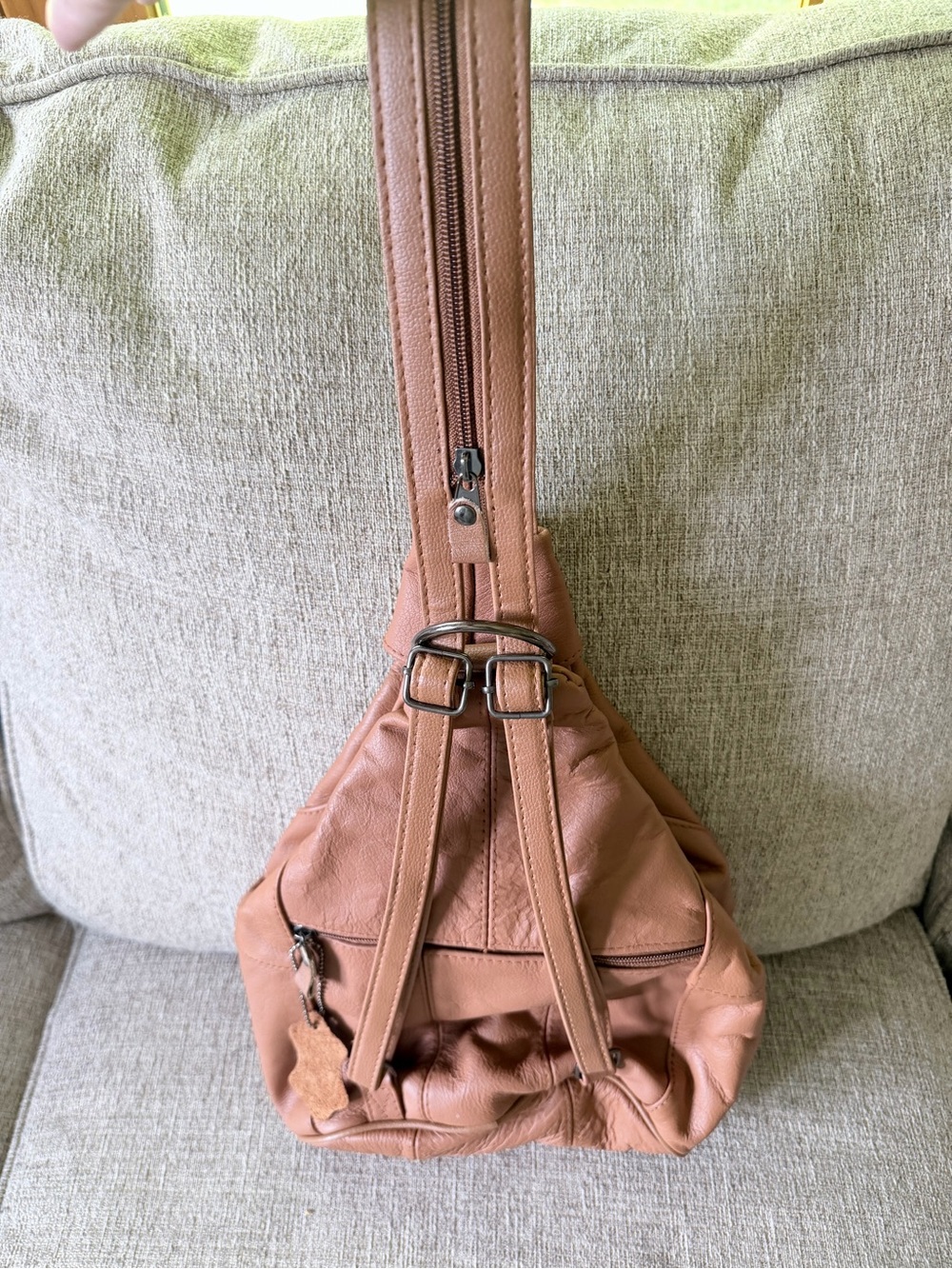 Women's Leather Sling Backpack - Picture 3 of 8